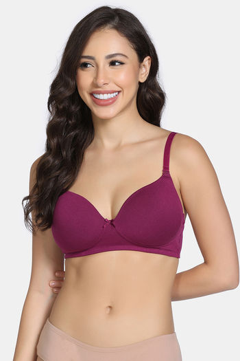 Buy Zivame Padded Non Wired 3/4th Coverage T-Shirt Bra - Raspberry Radiance